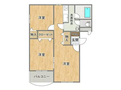 ヒーローマンション・桂(2LDK/3階)の間取り写真