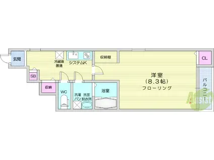 ETE河原町(1K/1階)の間取り写真