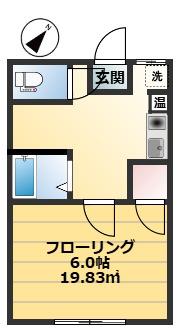 ニュータウンハウス(1K/2階)の間取り写真