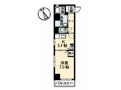 ジョルニ・フェリーチ(1K/7階)の間取り写真