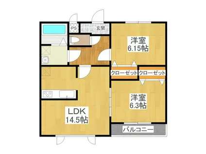 クラウドヒルズ(2LDK/1階)の間取り写真