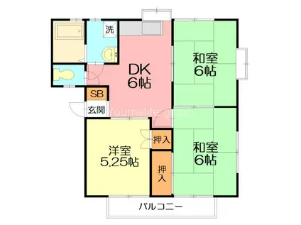 メゾンサンライトII(3DK/2階)の間取り写真