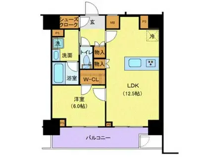 ジェノヴィア新宿中落合スカイガーデン(1LDK/1階)の間取り写真