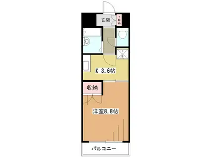 ドミネント清水(1K/2階)の間取り写真