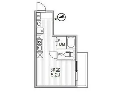 TSCUORE柴又I(ワンルーム/2階)の間取り写真