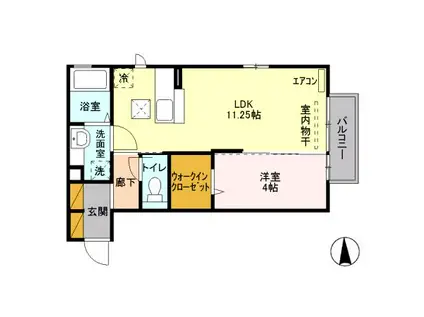 蔵漆倶北館(1LDK/1階)の間取り写真