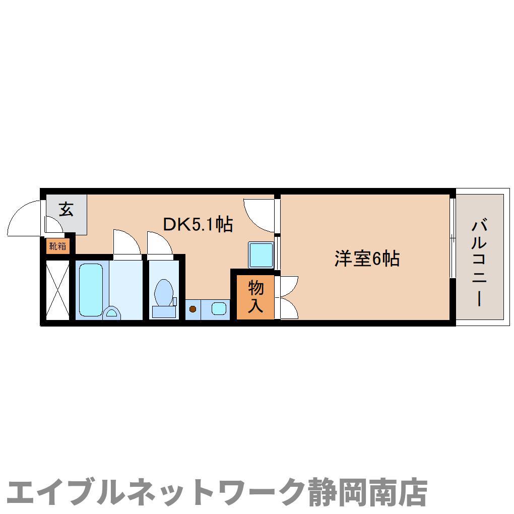 畑ハイツ(1DK/4階)の間取り写真
