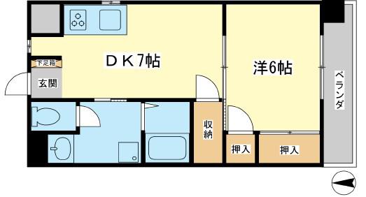 コーポラス神子岡前(1DK/3階)の間取り写真