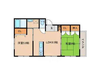 宮丸Sハイツ(2LDK/2階)の間取り写真