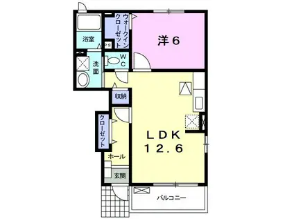 ヴァーサKS I(1LDK/1階)の間取り写真