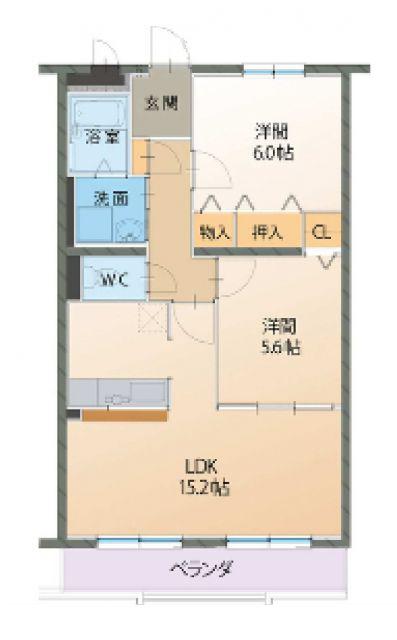 ハートフルマンションステラ(2LDK/3階)の間取り写真