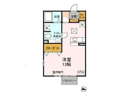 リヴェール(ワンルーム/1階)の間取り写真