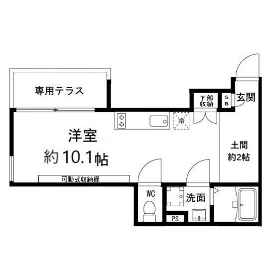 エターナルコート和久(ワンルーム/1階)の間取り写真
