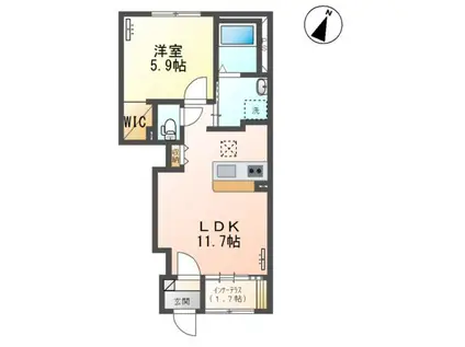 取手市東3丁目アパート(1LDK/1階)の間取り写真