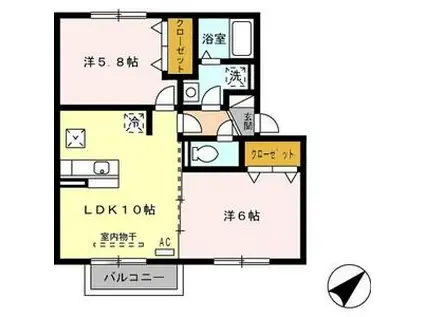 TROIS JOURS I(2LDK/1階)の間取り写真