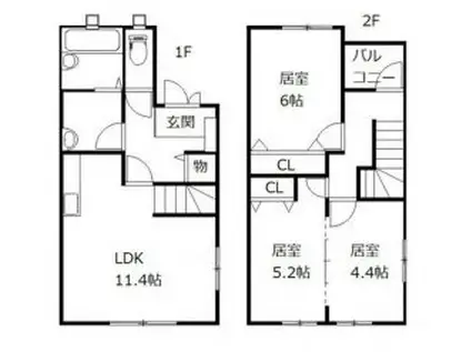 トレステーラ ルーメ吉富II(3LDK/1階)の間取り写真