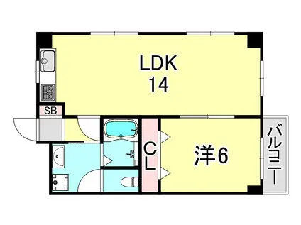 REVE甲東園I(1LDK/2階)の間取り写真