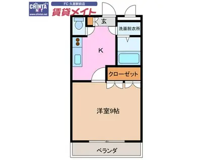 セントラル(1K/1階)の間取り写真