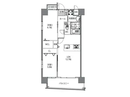 オーヴィジョンクラス下関駅前(2LDK/3階)の間取り写真