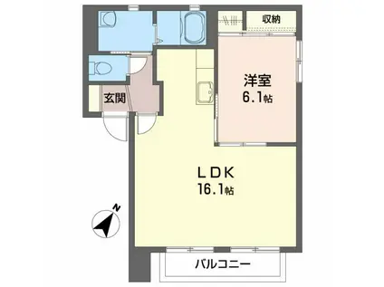 グランディーナ開成III(1LDK/2階)の間取り写真