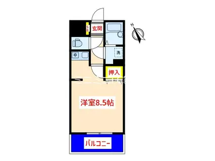 エクセルハイツ清水(ワンルーム/1階)の間取り写真