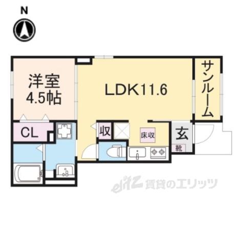 エヴァ グリーン ヴィラ 1棟(1LDK/1階)の間取り写真