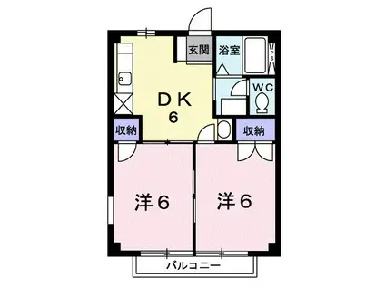 エクセルハイムA棟(2DK/2階)の間取り写真