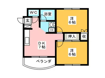 フラット穂留壽(2DK/3階)の間取り写真