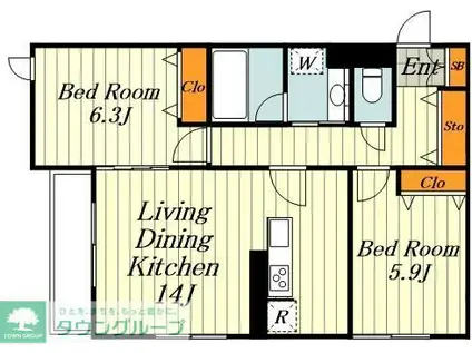 アビタシオン駒込(2LDK/1階)の間取り写真