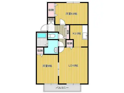 エルシャトー(2LDK/2階)の間取り写真