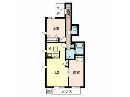 レジデンスコート加西A(2LDK/1階)の間取り写真