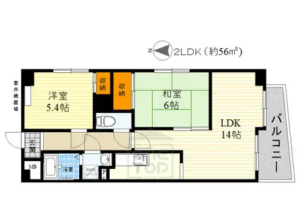 ハピネス743(2LDK/6階)の間取り写真