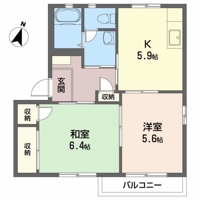 フォーレス新町(2K/2階)の間取り写真