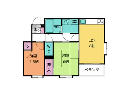 エメラルドハイツE(2LDK/3階)の間取り写真