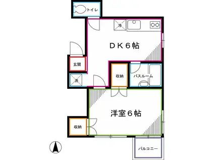 ココ・ハウス(1DK/2階)の間取り写真