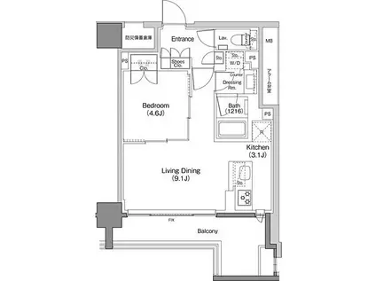ザ・パークハビオ日本橋馬喰町(1LDK/11階)の間取り写真