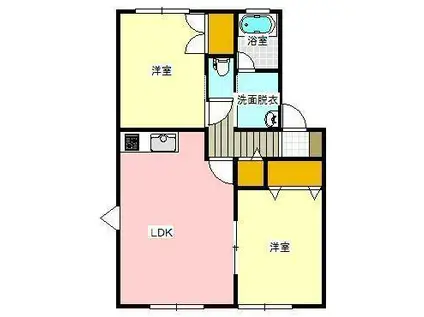 グランディールC(2LDK/2階)の間取り写真