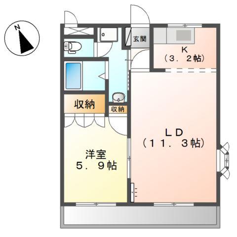 HAMAステイツ弐番館(1LDK/3階)の間取り写真