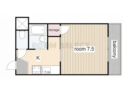 キララハイツ(1K/2階)の間取り写真