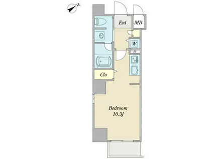 YZ KIMABULI(ワンルーム/2階)の間取り写真