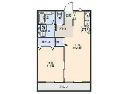 フォルトゥーナ(1LDK/1階)の間取り写真