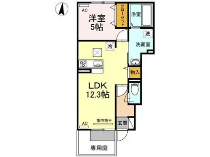 メゾンリアン(1LDK/1階)の間取り写真