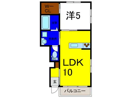 ピースヴィラ(1LDK/1階)の間取り写真