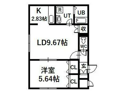 シノン5条(1LDK/2階)の間取り写真