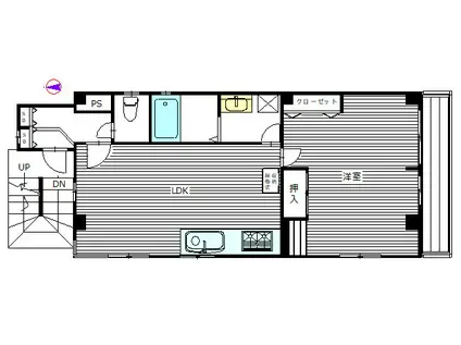 KOフラット(1LDK/2階)の間取り写真