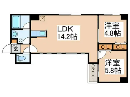 CITY SPIRE南3条(2LDK/2階)の間取り写真