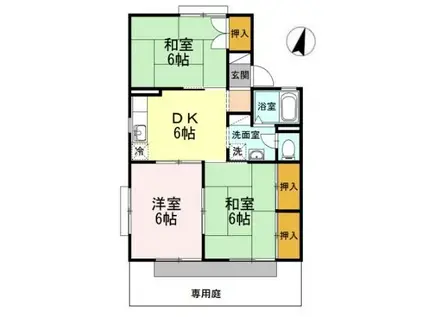 セジュール セゾン A棟(3DK/1階)の間取り写真