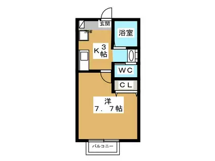 ショコラベース(1K/2階)の間取り写真