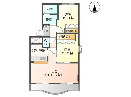 WISTERIA LIFE(2LDK/1階)の間取り写真
