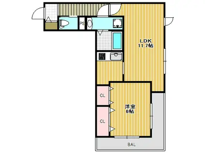 MAISON OLIVE(1LDK/2階)の間取り写真